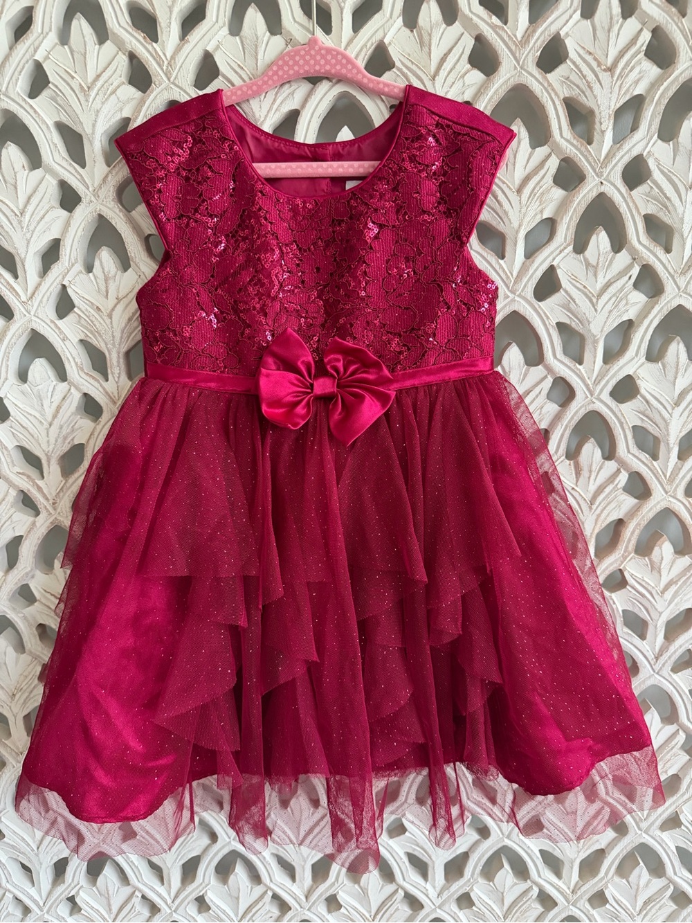 Jonah Michelle Girls 3T Burgundy Lace Sequin Tulle Party Dress